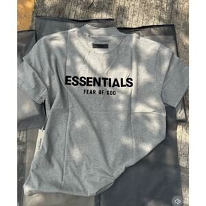 NWT Fear of God Essentials Dark Oatmeal Logo Tee Oversized